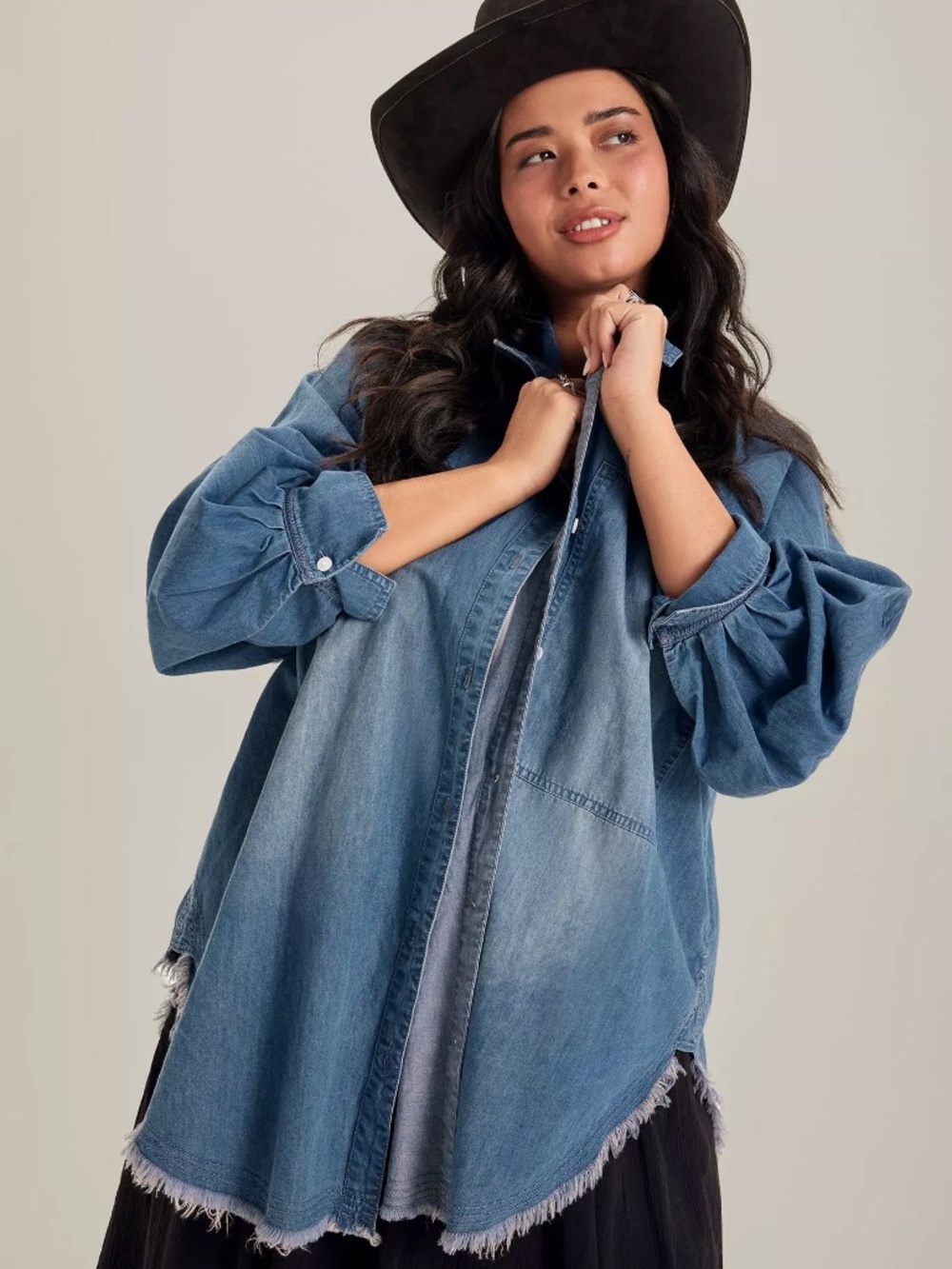 Torrid Festi Cotton Denim Button-Up Shirt Size 1X NWOT